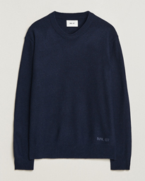  Nigel Lambswool Knitted Crew Neck Navy Blue