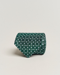  3-Fold Printed Silk Tie Dark Green
