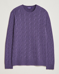  Cashmere Cable Sweater Purple Melange