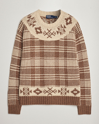  Wool Knitted Crew Neck Sweater Medium Brown