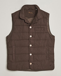  Linen Down Padded Button Vest Brown