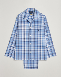  Cotton Checked Pyjama Set Blue Plaid