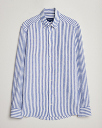  Slim Fit Striped Linen Shirt Blue/White