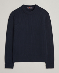  Arthur Navy Cotton/Merino Knitted Sweater Navy