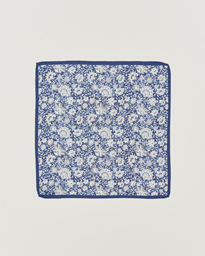  Silk Oxford Printed Flower Pocket Square Navy
