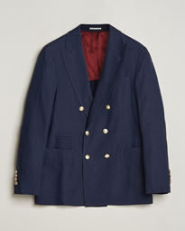  Double Breasted Wool/Linen Blazer Navy