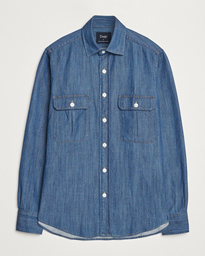  Denim Two Pocket Work Shirt Mid Blue