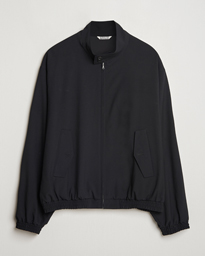  Wool Zip Bomber Jacket Black