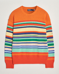  Cotton/Linen Stripe Sweater Orange Combo