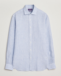  Striped Linen Shirt Light Blue