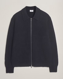 Filippa K Ribbed Wool Full Zip Cardigan Navy