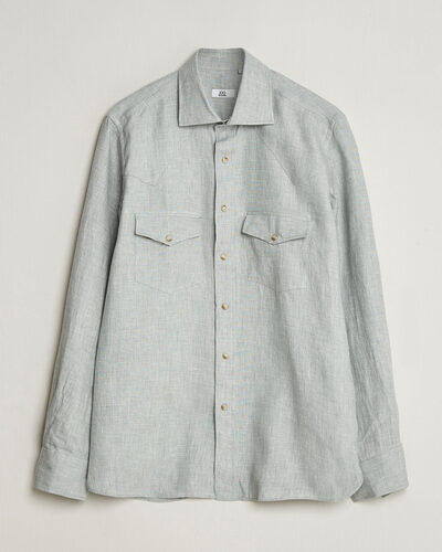 100Hands Two Pocket Western Linen Shirt Mint Green