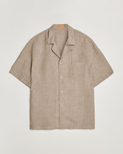 Grigio Linen Camp Collar Shirt Brown