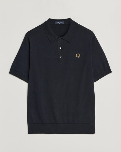 Fred Perry Cotton Knitted Polo Navy