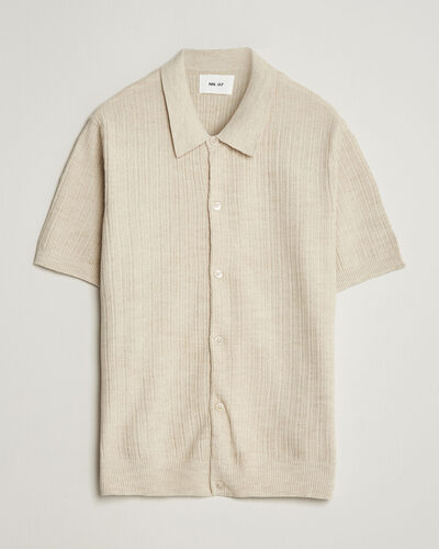 NN07 Nolan Knitted Short Sleeve Shirt Ivory