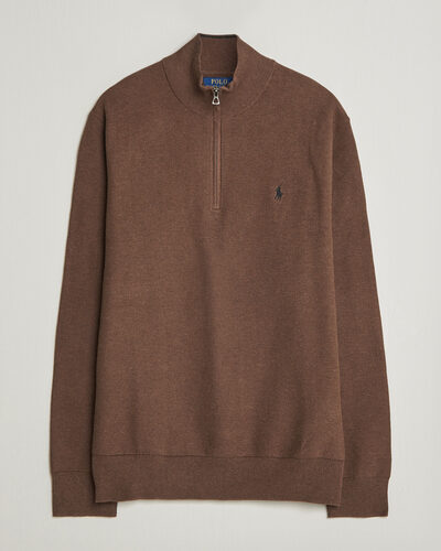 Polo Ralph Lauren Textued Half-Zip Nutmeg Brown Heather
