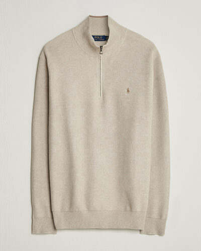 Polo Ralph Lauren Textued Half-Zip Light Walnut Brown Heather