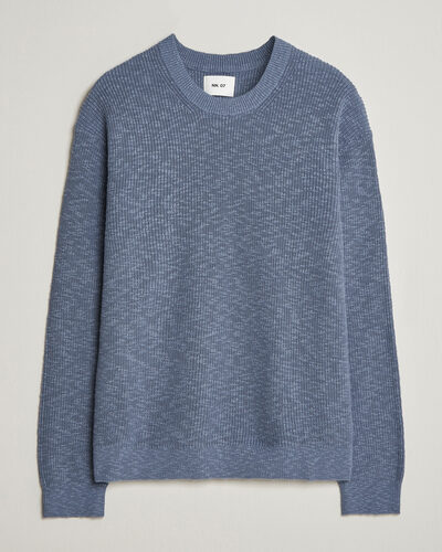 NN07 Russell Cotton Knitted Sweater Stone Blue