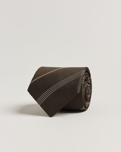 Canali Regimental Stripe Silk Tie Brown