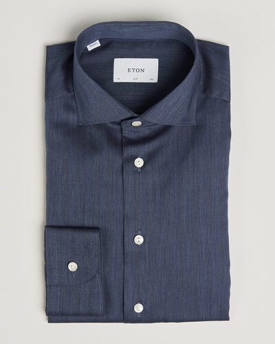 Eton Slim Fit Signature Flannel Shirt Dark Blue