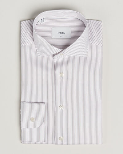 Eton Slim Fit Fine Twill Striped Shirt Orange