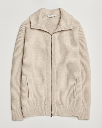 Altea Rib Wool Bomber Cardigan Beige