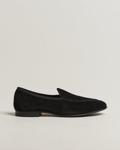 Loake 1880 Belgrave Black Suede Belgian Loafer Black