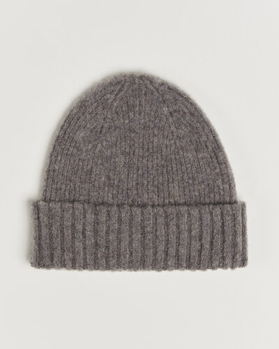 Robert Mackie Rona Ribbed Shaggy Lambswool Beanie Light Brown