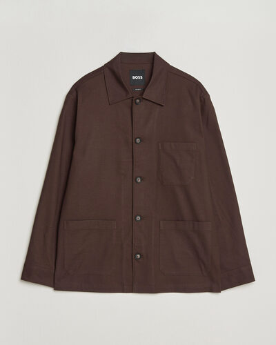 BOSS BLACK Cai Cotton Overshirt Dark Brown