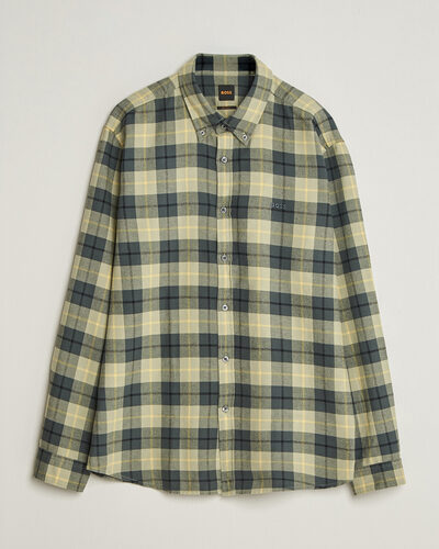 BOSS ORANGE Rickert Brushed Cotton Checked Shirt Open Green