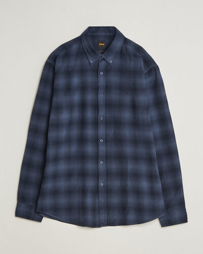 BOSS ORANGE Rickert Brushed Cotton Checked Shirt Dark Blue