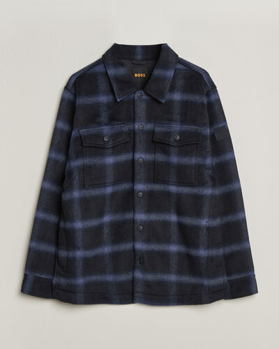 BOSS ORANGE Losky Flannel Checked Overshirt Dark Blue