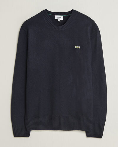 Lacoste Carded Wool Crew Neck Navy Blue
