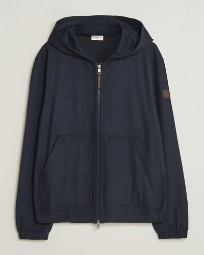 Full Zip Flannel Hoodie Navy