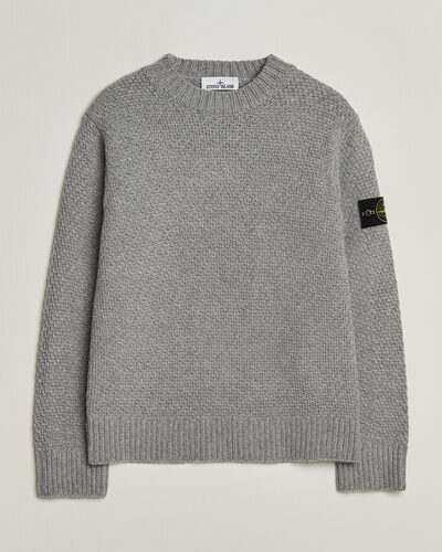 Stone Island Basket Stitch Lambswool Crew Neck Grey Melange