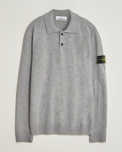 Stone Island Knitted Geelong Wool Polo Grey Melange