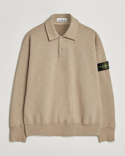 Stone Island Tubular Cotton Fleece Polo Biscuit