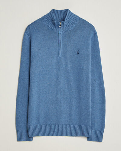 Polo Ralph Lauren Cotton Pullover Half Zip Blue Borage Heather