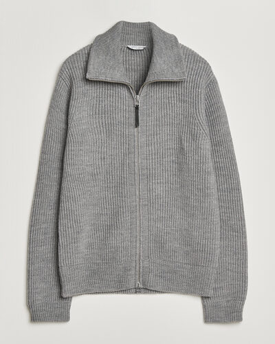 Tiger of Sweden Niall Wool Heavy Knitted Full Zip Grey Melange