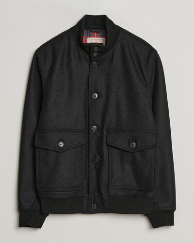 Baracuta Melton Wool Blouson Jacket Charcoal