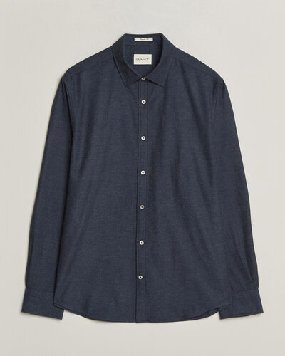 Gant Regular Fit Flannel Shirt Dark Navy Melange