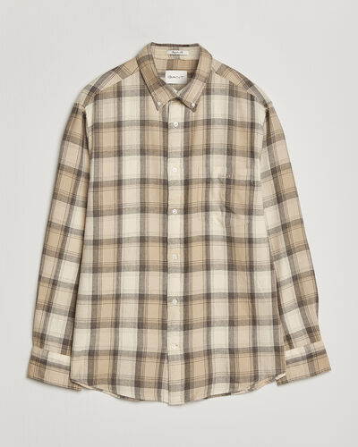 Gant Regular Fit Windblown Flannel Checked Shirt Dry Sand
