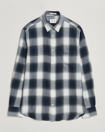 GANT Regular Fit Windblown Flannel Checked Shirt Evening Blue