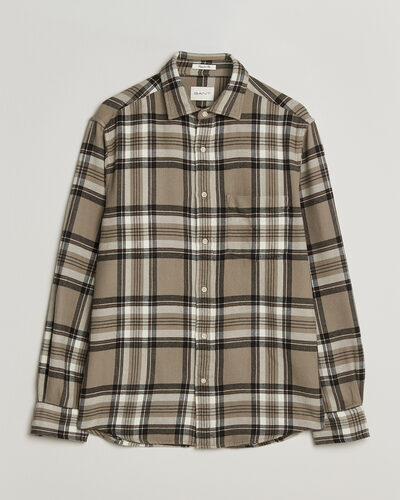 Gant Regular Fit Flannel Checked Overshirt Mist Taupe
