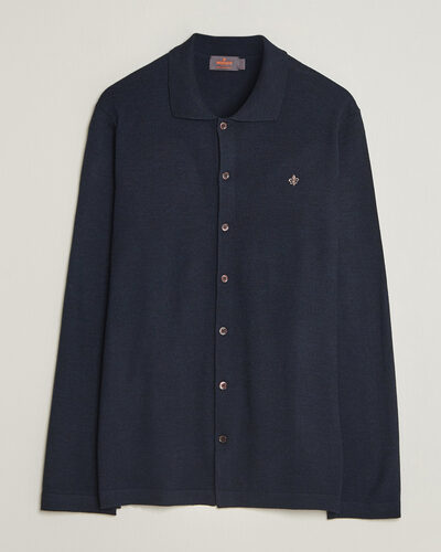 Morris Merino Shirt Cardigan Navy