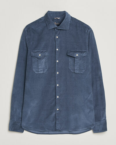 Stenströms Regular Fit Cord Pocket Shirt Blue
