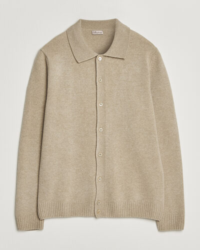 Stenströms Brushed Merino Polo Cardigan Beige