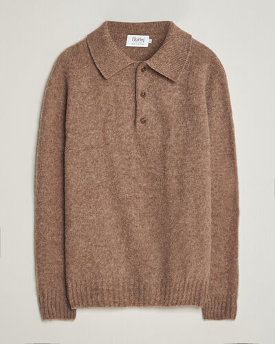Harley Of Scotland Brushed Supersoft Lambswool Polo Tundra