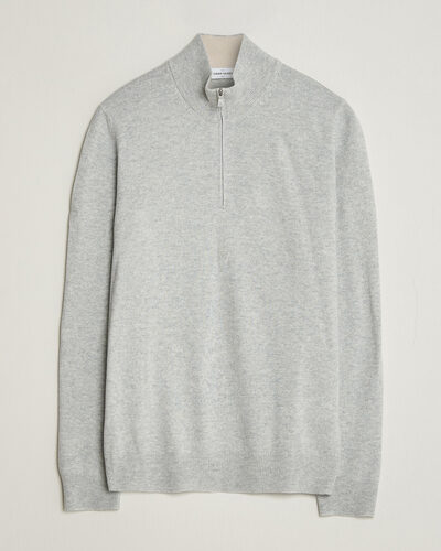 Gran Sasso Wool/Cashmere Half Zip Light Grey Melange