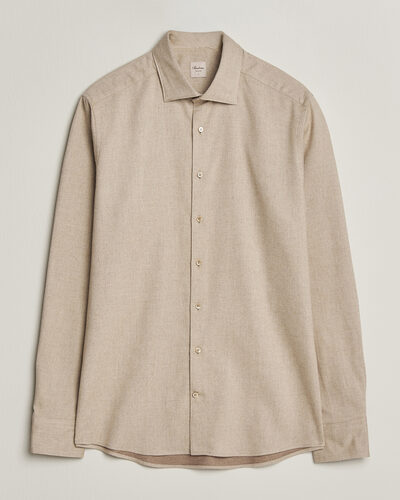 Stenströms Slimline Flannel Shirt Beige